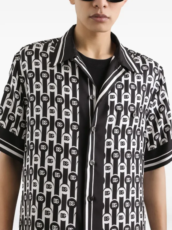 Dolce & Gabbana Camisa Mangas Curtas Com Estampa De Logo | Preto