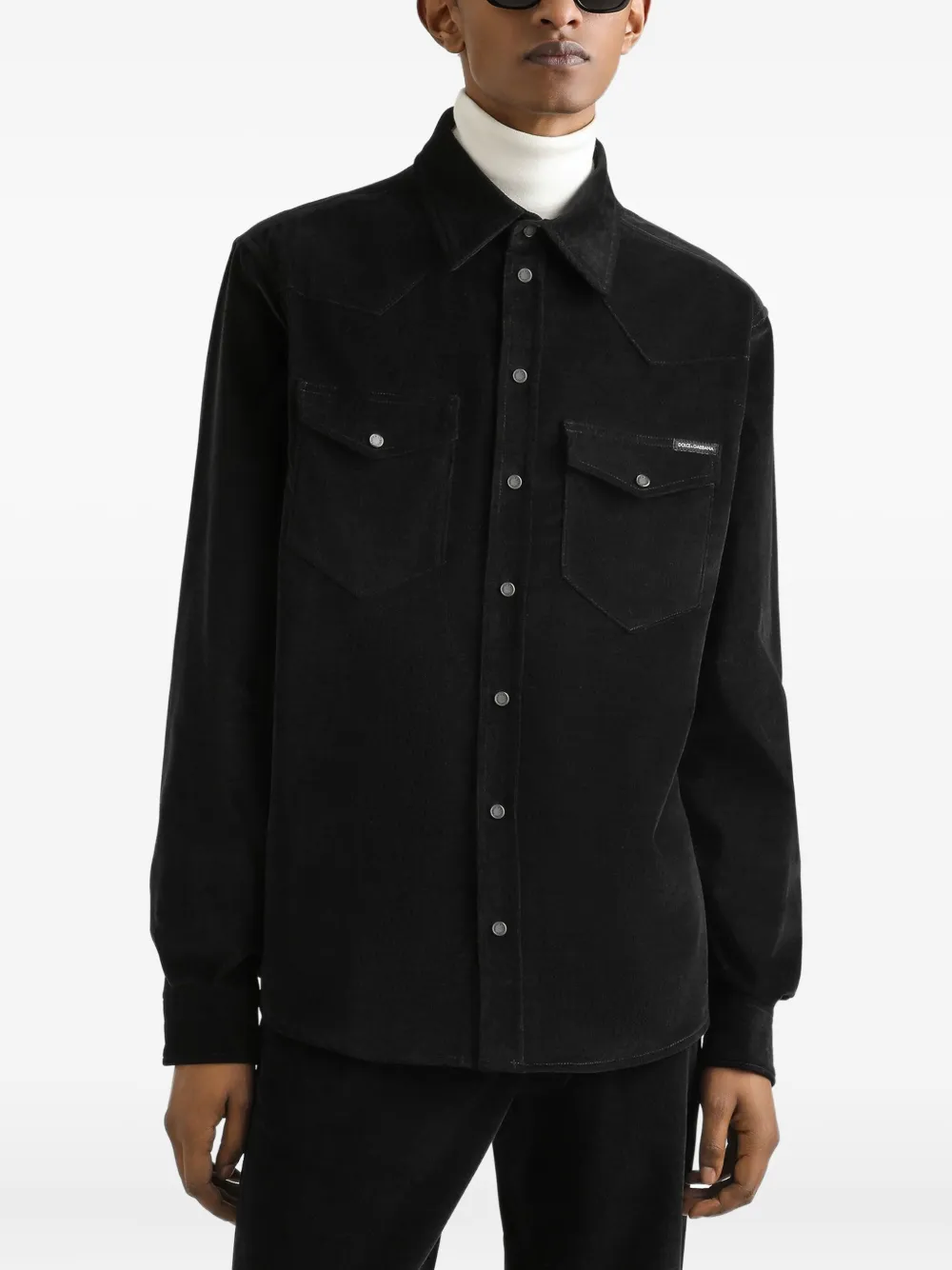 Dolce & Gabbana Ribfluwelen overhemd Zwart