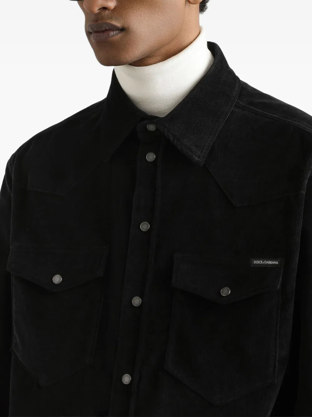 Dolce & Gabbana Ribfluwelen overhemd Zwart