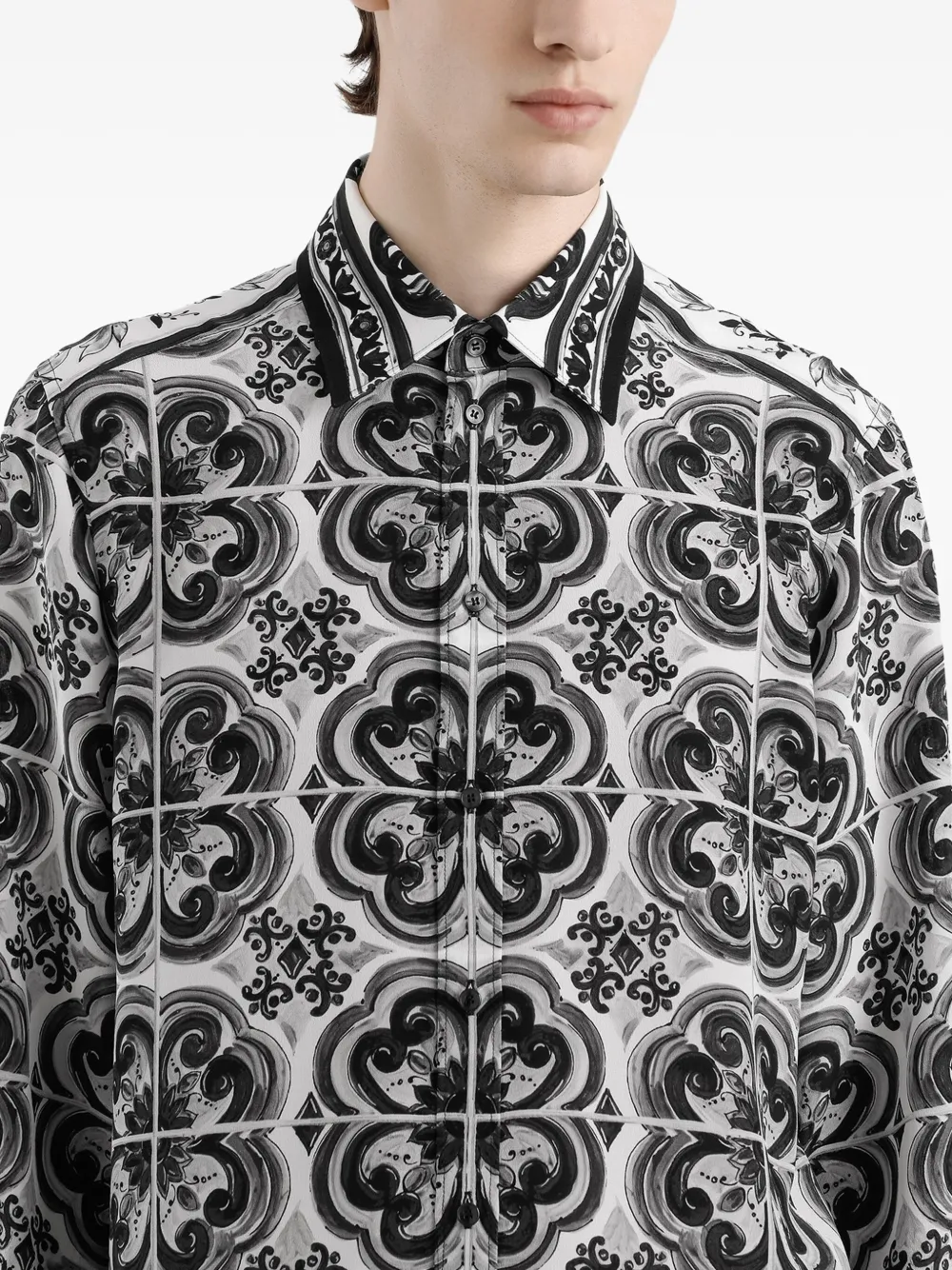 Dolce & Gabbana Button-up overhemd met Majolica-print Wit