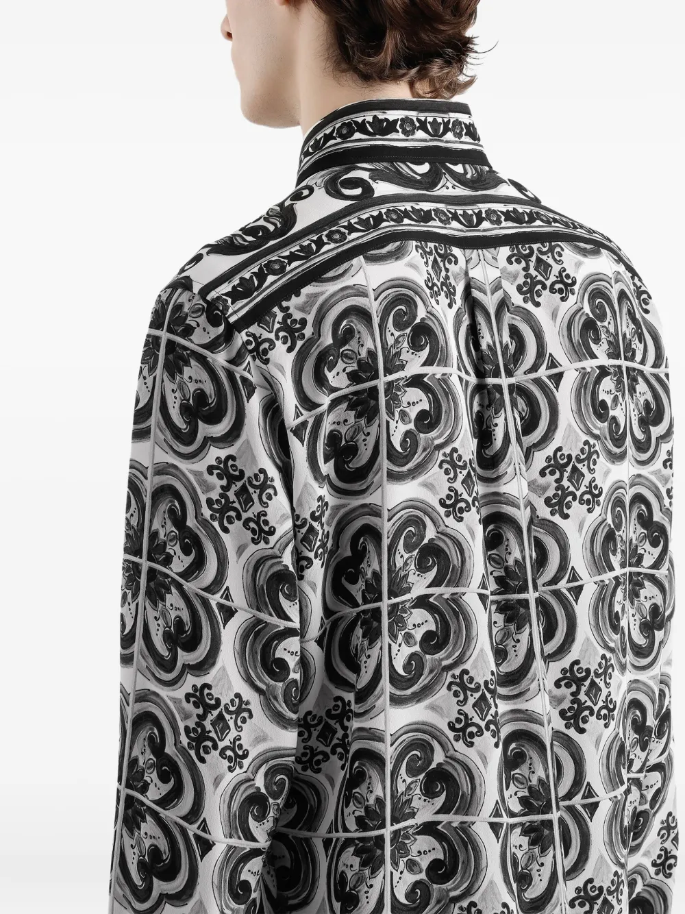 Dolce & Gabbana Button-up overhemd met Majolica-print Wit