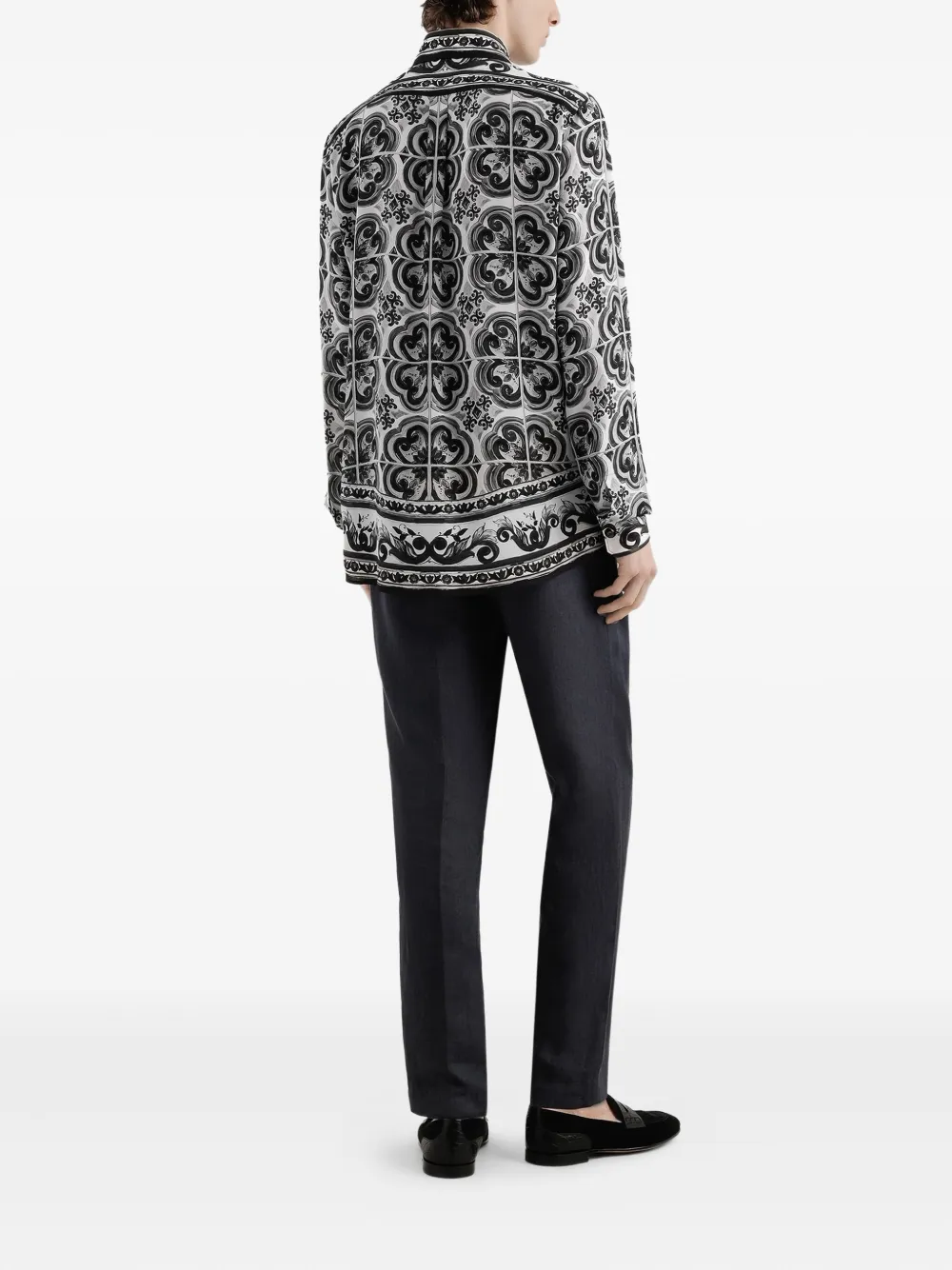 Dolce & Gabbana Button-up overhemd met Majolica-print Wit