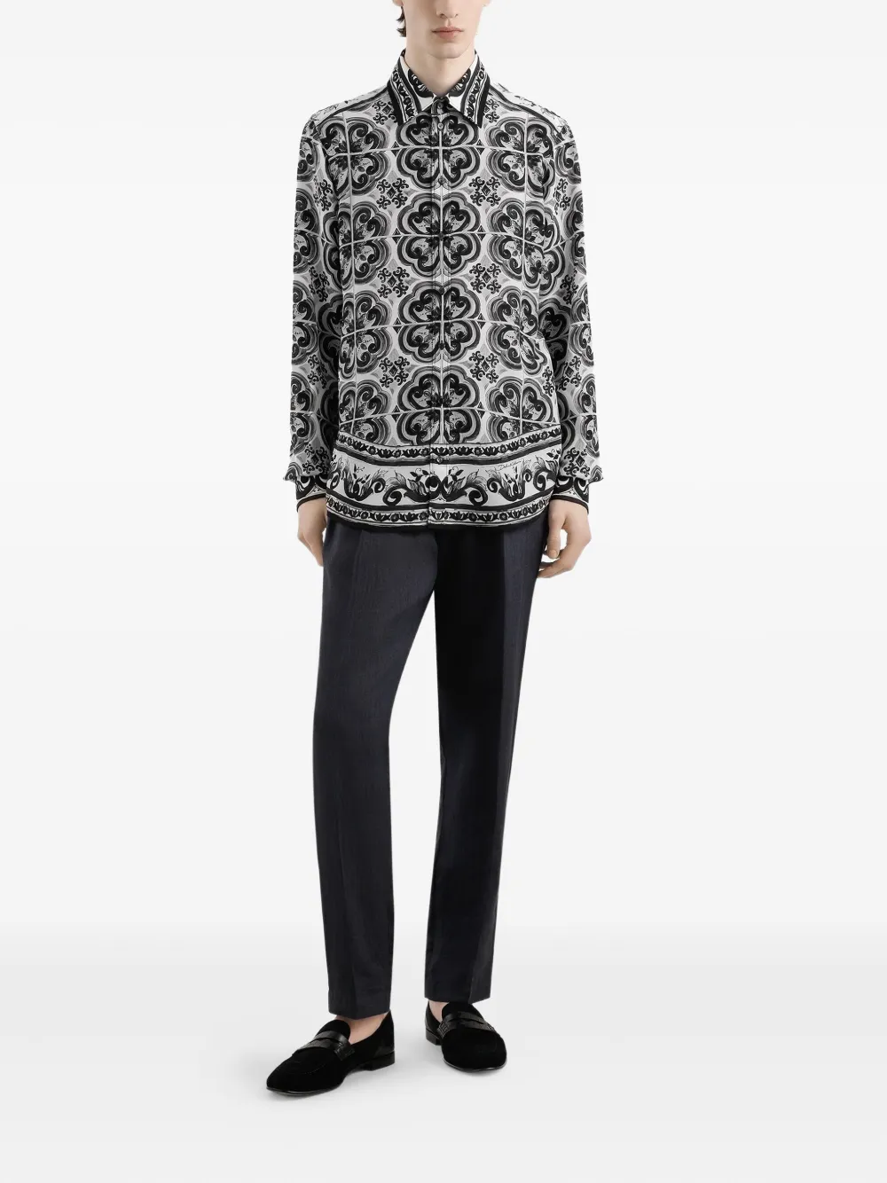 Dolce & Gabbana Button-up overhemd met Majolica-print Wit