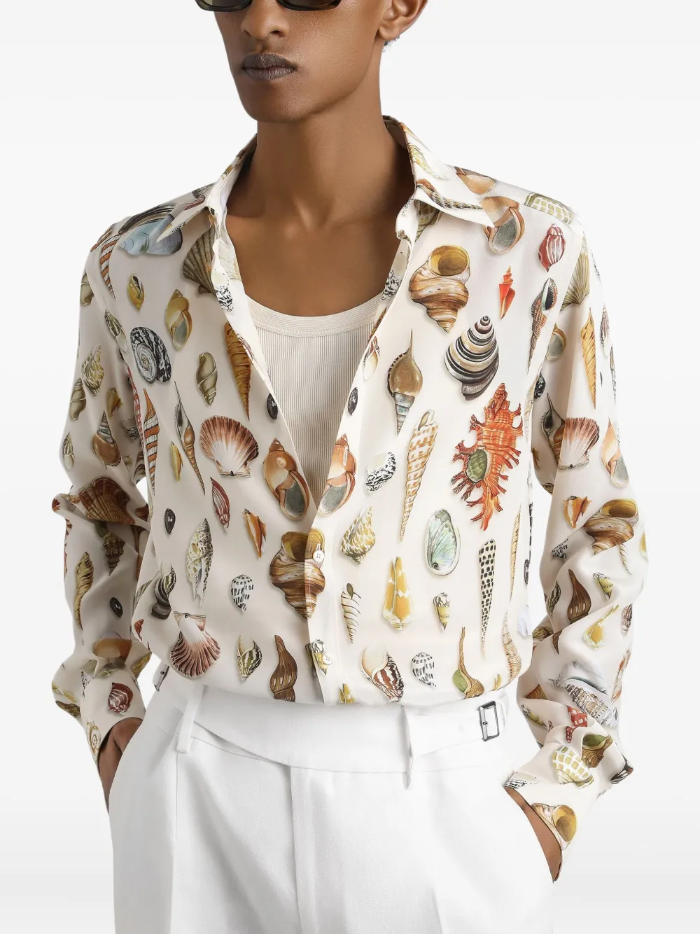 Dolce & Gabbana Martini overhemd met schelpenprint Beige