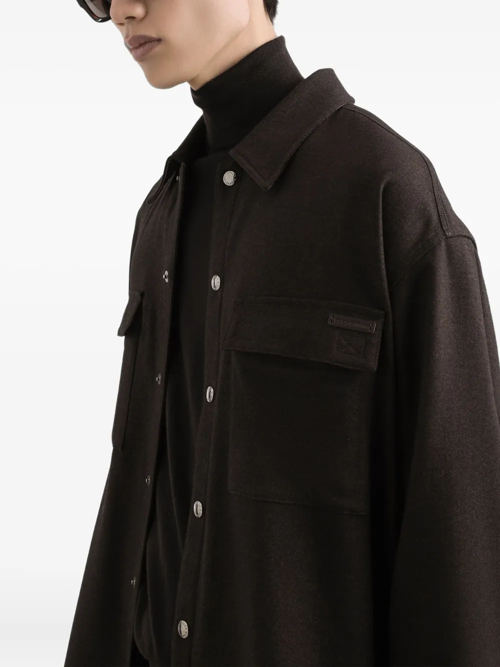 Dolce & Gabbana Overhemd met logoplakkaat Bruin