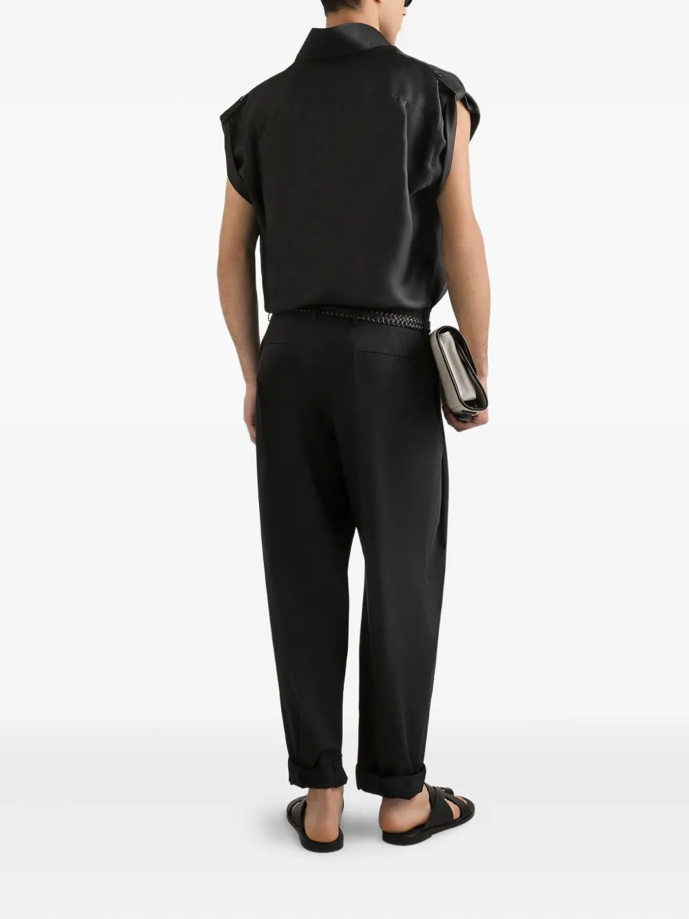 Dolce & Gabbana Overhemd met korte mouwen en schouderknoop Zwart