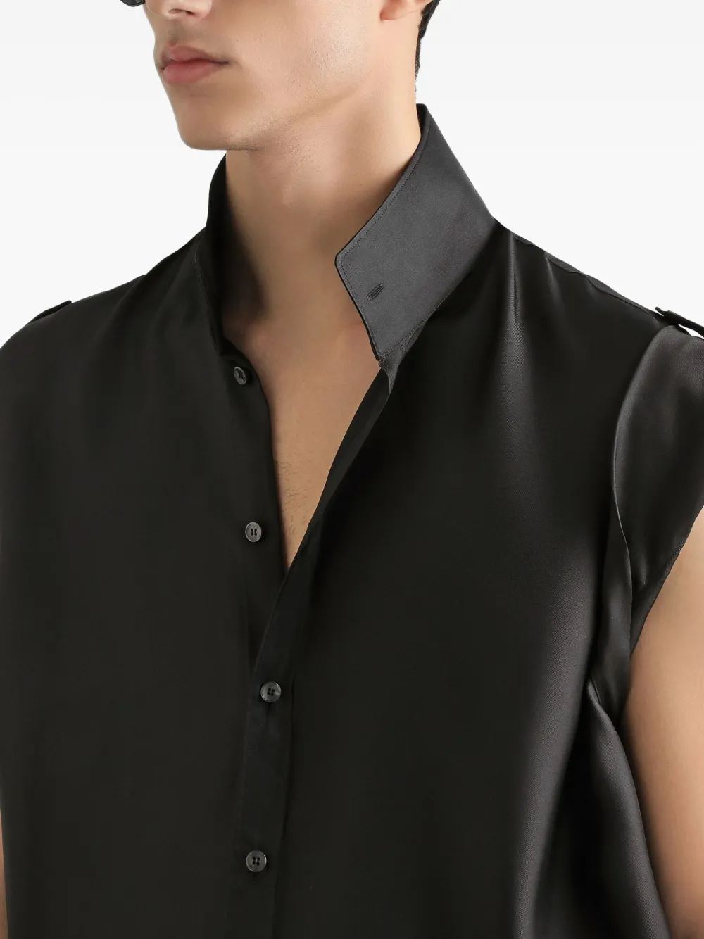 Dolce & Gabbana Overhemd met korte mouwen en schouderknoop Zwart