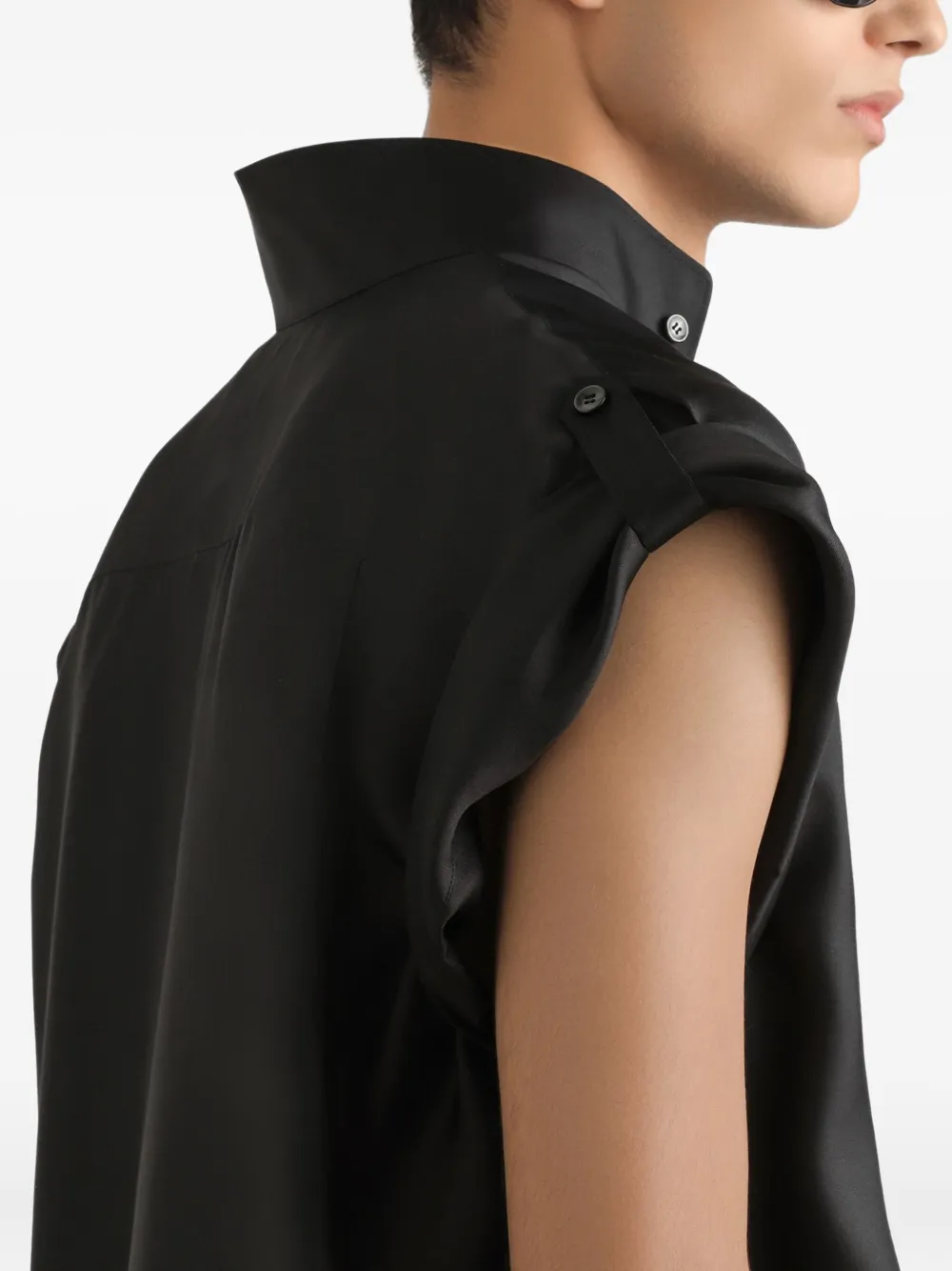 Dolce & Gabbana Overhemd met korte mouwen en schouderknoop Zwart