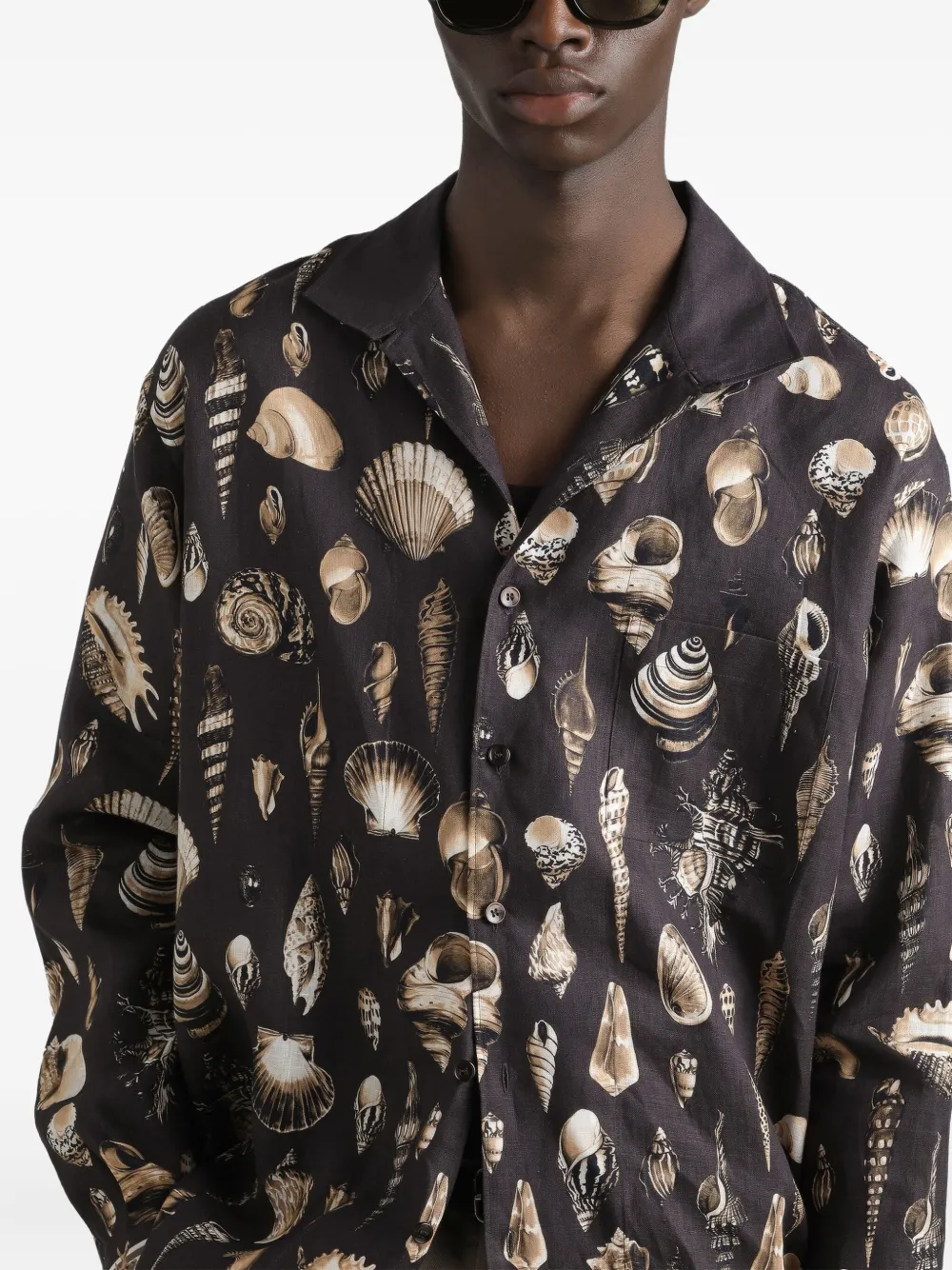Dolce & Gabbana Overhemd met schelpenprint Bruin