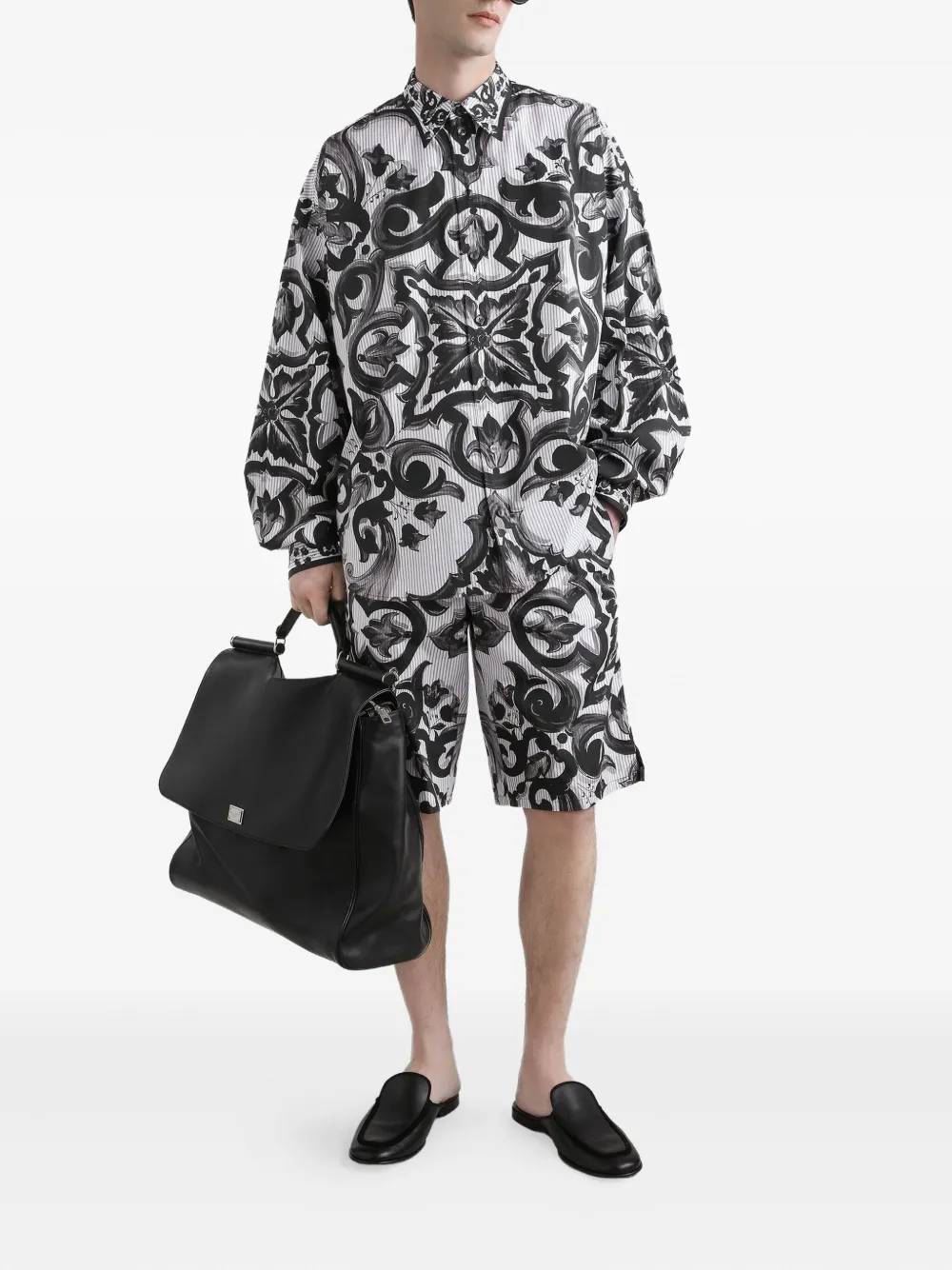 Dolce & Gabbana Overhemd met Majolica-print Zwart