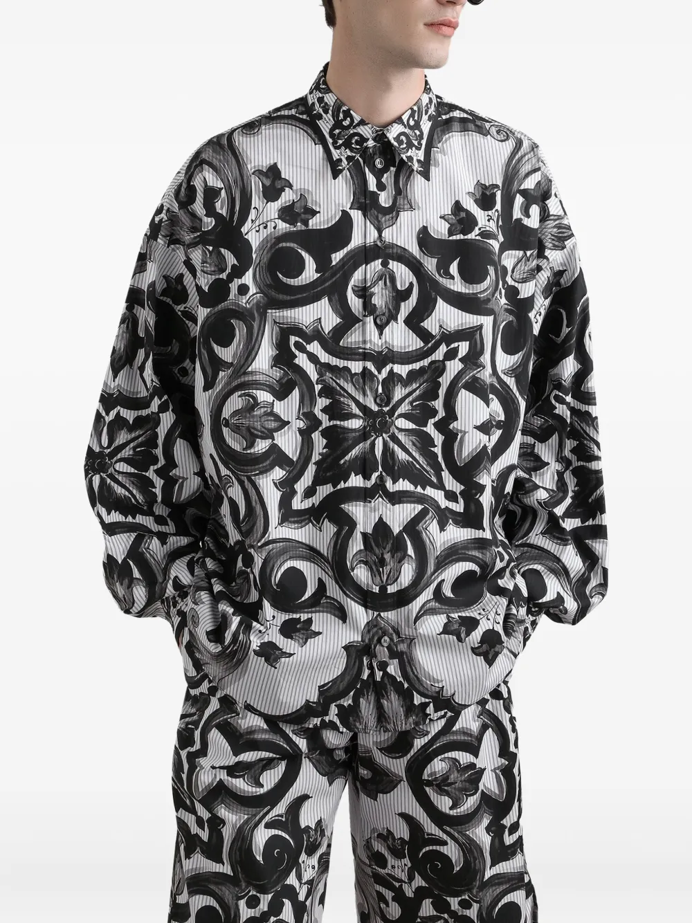 Dolce & Gabbana Overhemd met Majolica-print Zwart