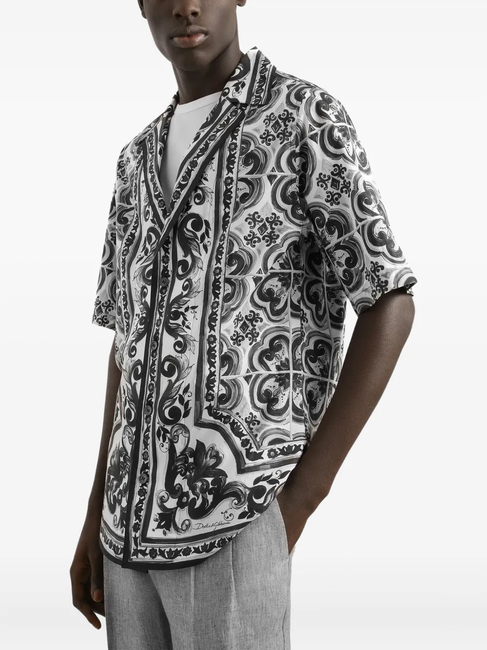 Dolce & Gabbana Overhemd met Majolica-print Zwart