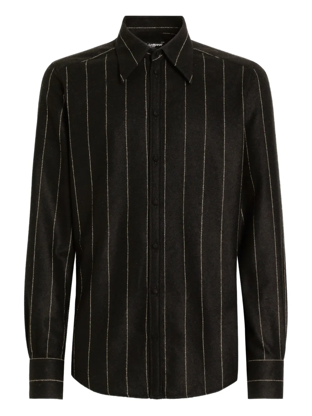Dolce & Gabbana Camisa risca de giz com mangas longas | Preto | Image 1
