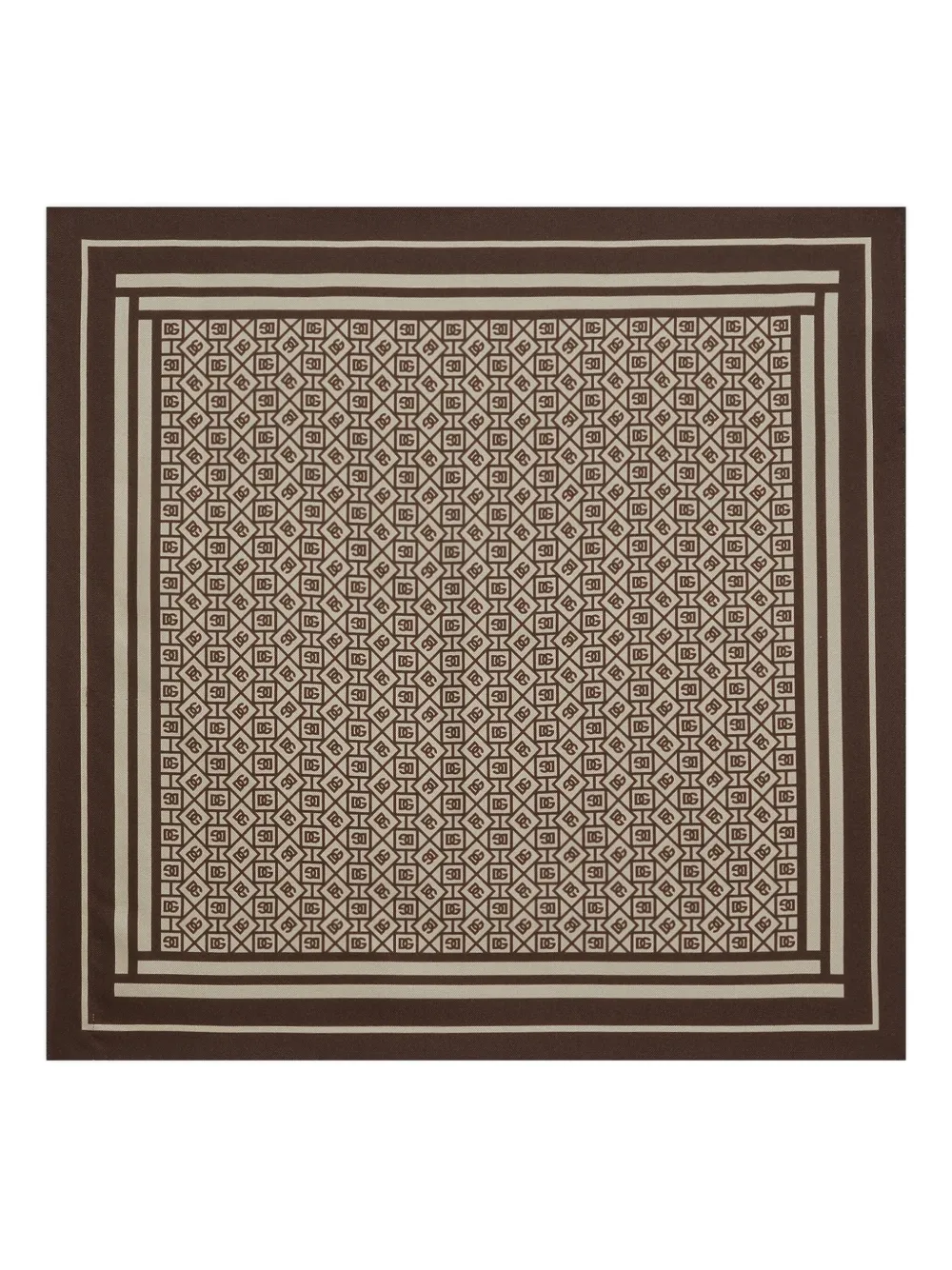 Dolce & Gabbana Zijden sjaal met monogram-patroon Bruin
