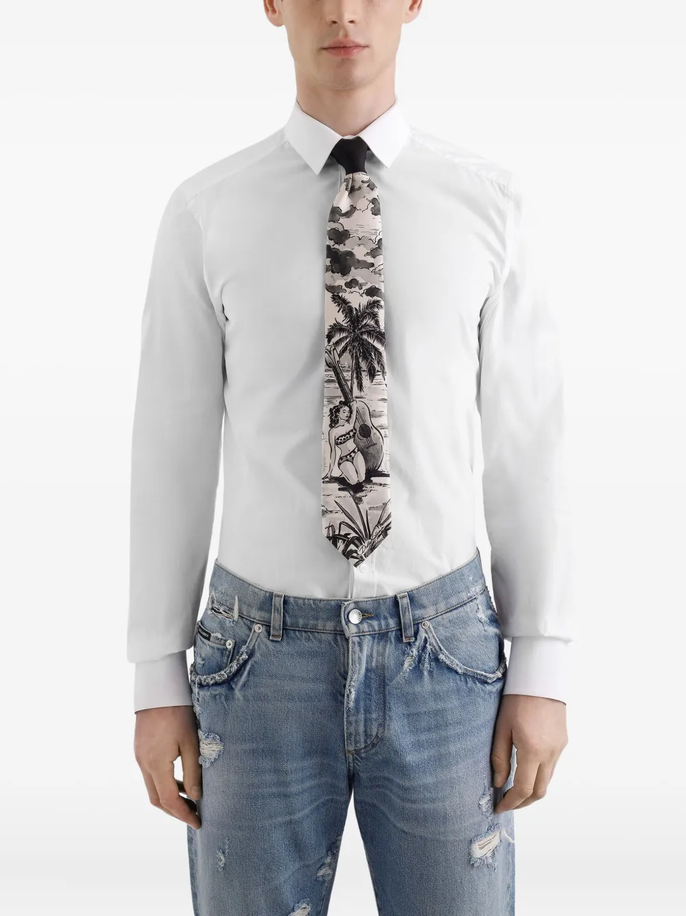 Dolce & Gabbana Stropdas met print Zwart