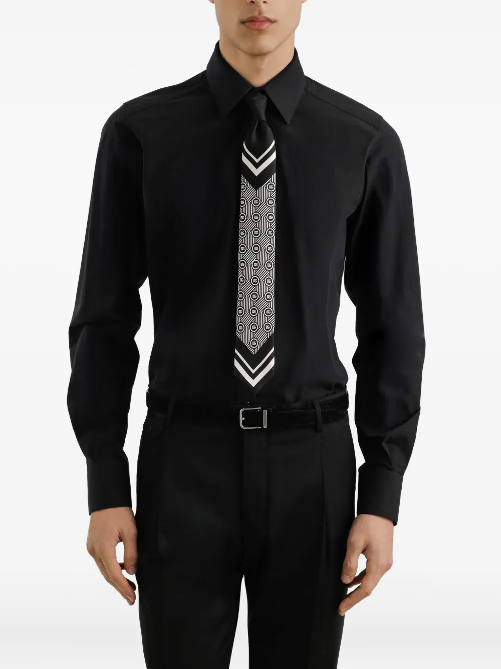 Dolce & Gabbana Zijden stropdas met geometrisch patroon Zwart