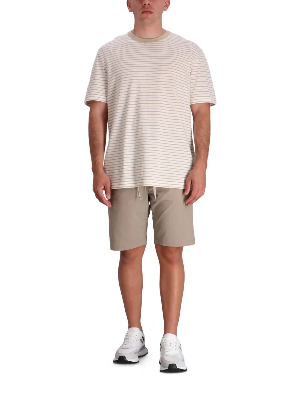 BOSS Gestreept jersey T-shirt Beige