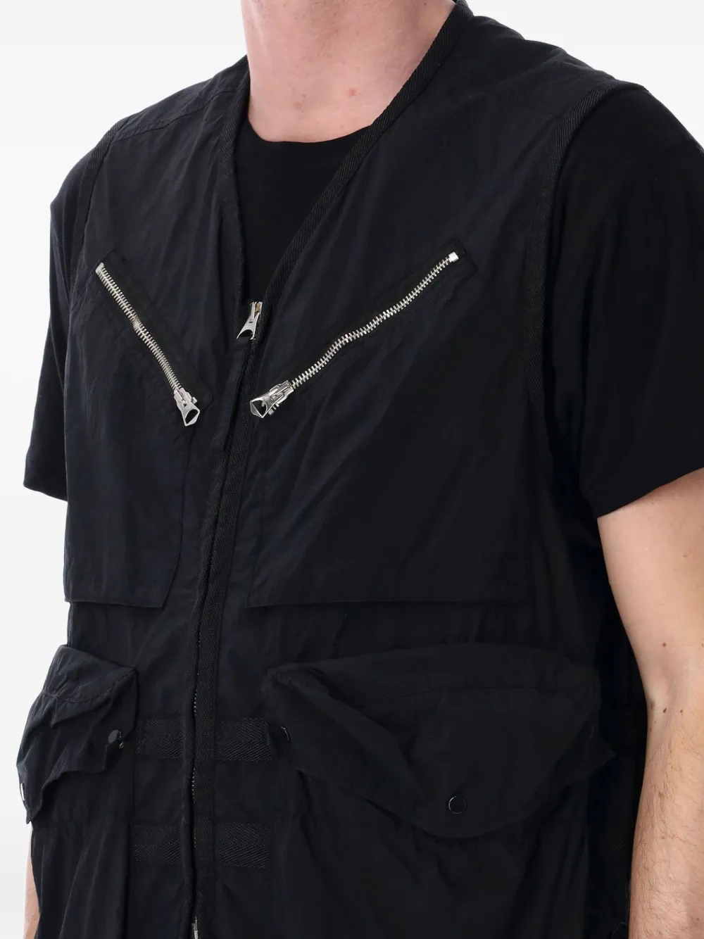 Ten C Cargo gilet met dubbele rits Zwart