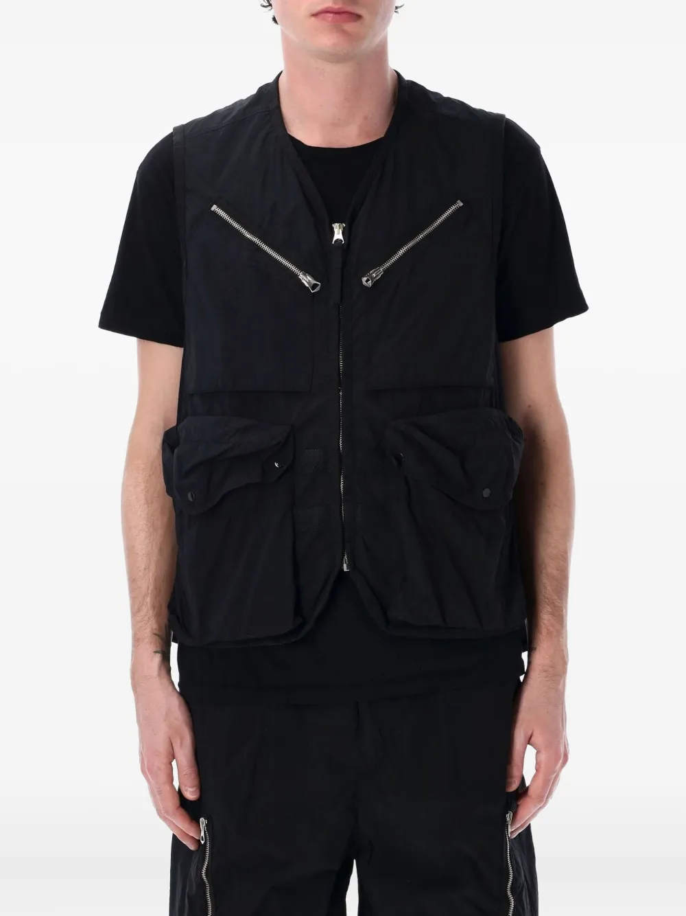Ten C gilet double zippé à poches multiples | noir | Image 1