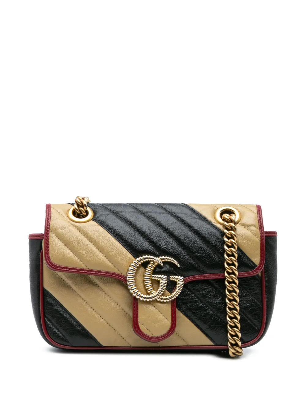 GUCCI 2016-2024 MINI GG MARMONT LEATHER MATELASSE TORCHON FLAP CROSSBODY BAG