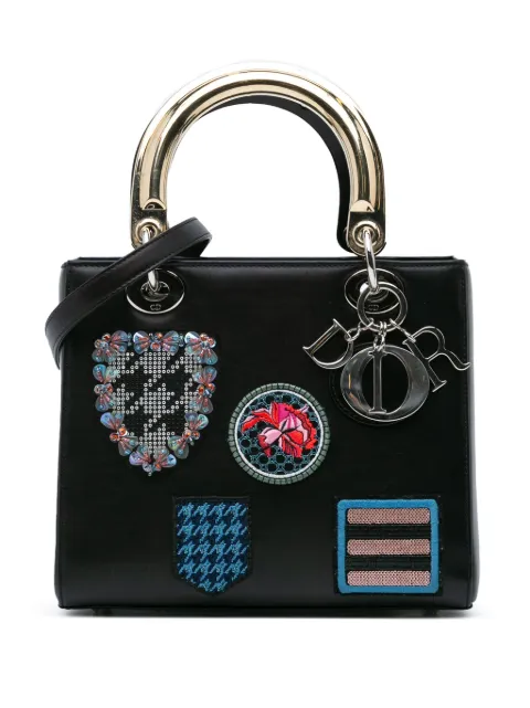 Christian Dior Pre-Owned 2014 Medium Calfskin Patch Embellished Lady Dior satchel