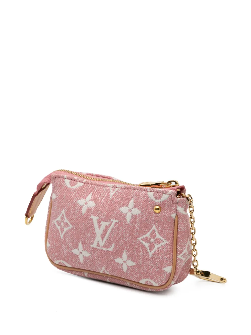 Pre-owned Louis Vuitton 2021-2024 Micro Monogram Jacquard Denim Pochette Accessoires Pouch In Pink
