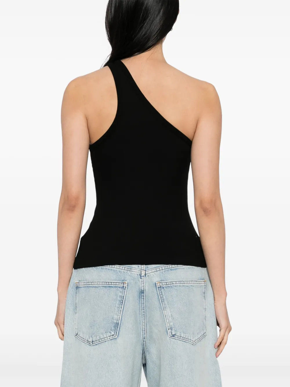 Shop Agolde Fine-ribbed Top In Black