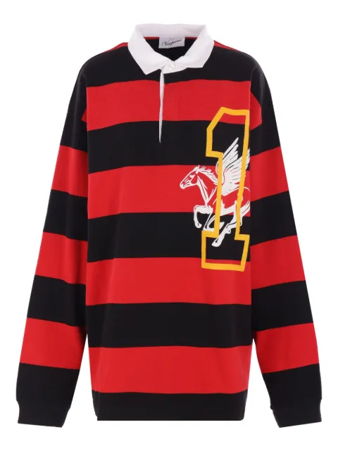 Vaquera playera tipo polo manga larga con rayas estampadas
