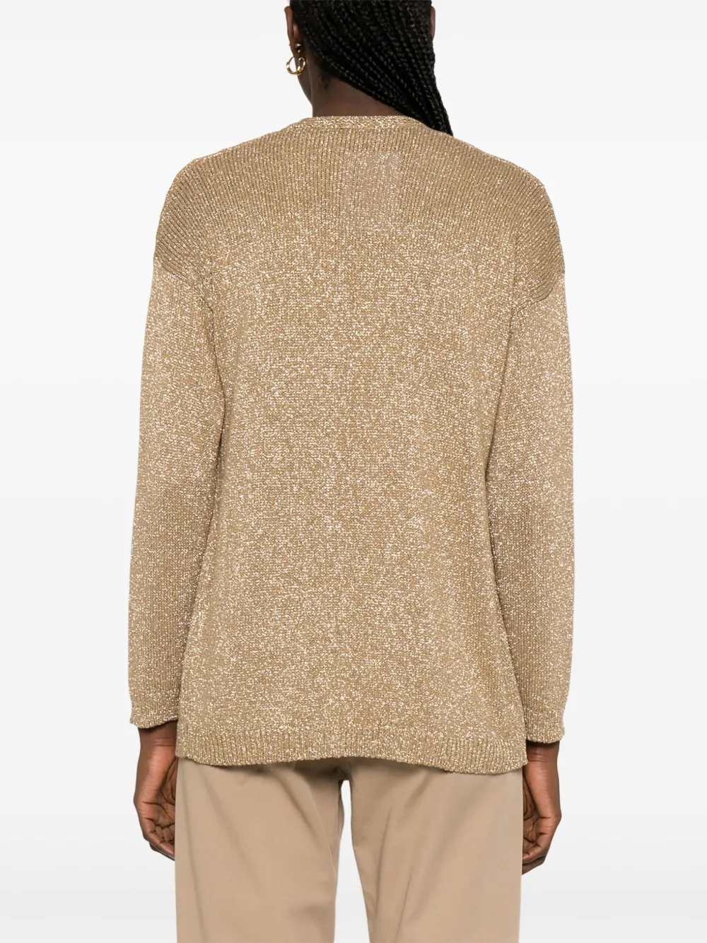Shop Marella Lurex Cardigan In Gold
