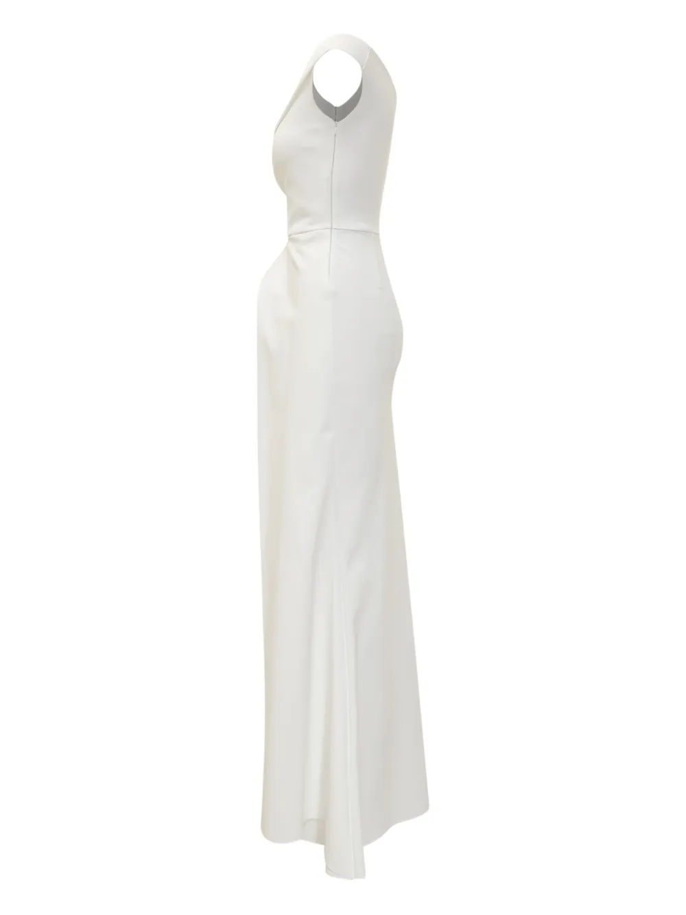 CHIARA BONI LA PETITE ROBE DRAPED GOWN WITH FLORAL APPLIQUÉ