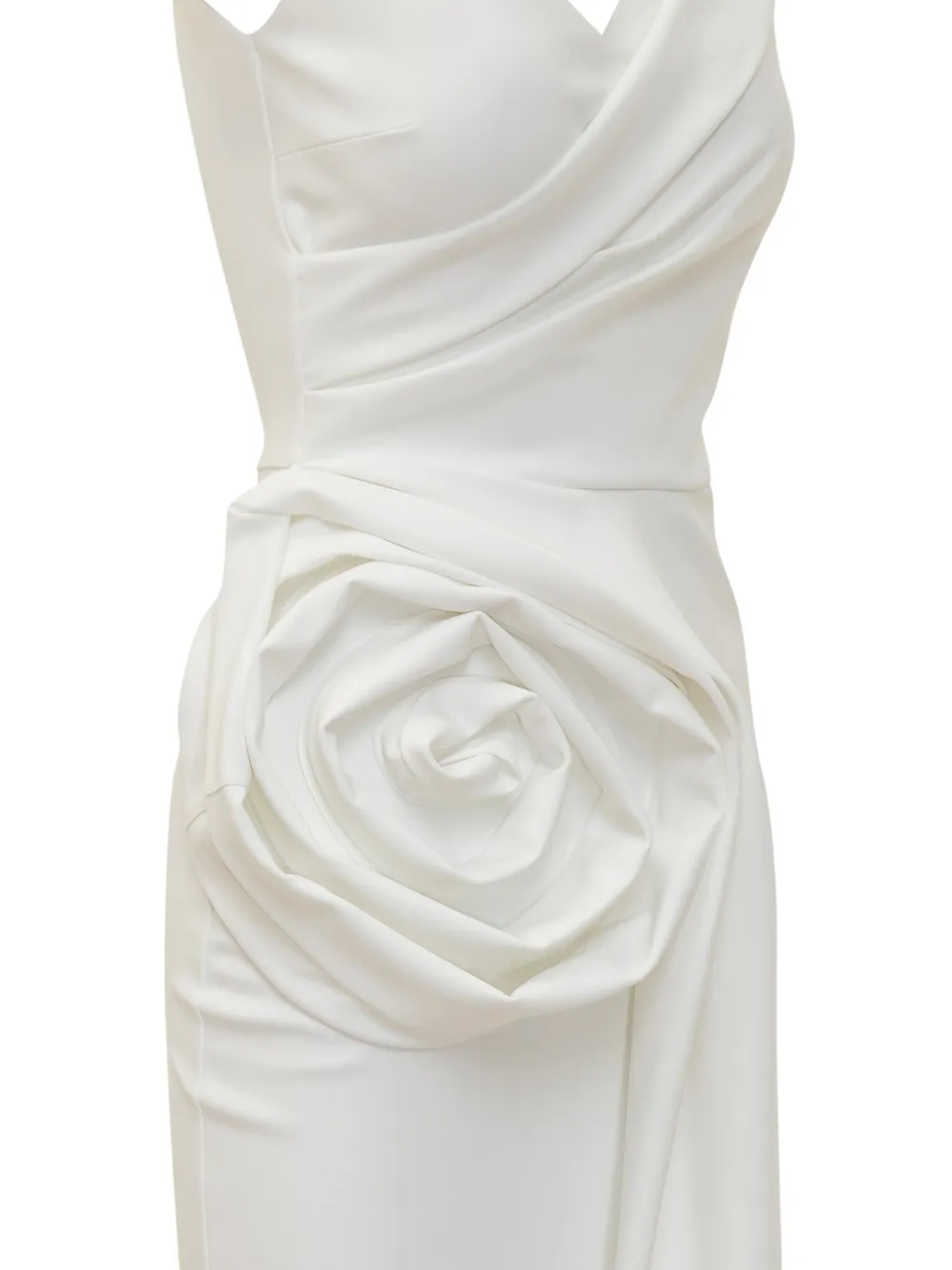 CHIARA BONI LA PETITE ROBE DRAPED GOWN WITH FLORAL APPLIQUÉ