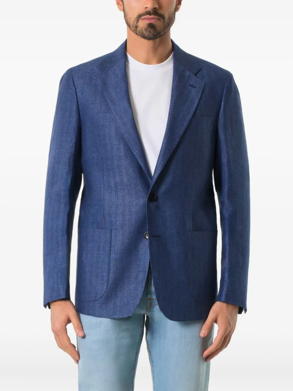COLAMARINO patch-pocket linen blazer | Blue | Image 1