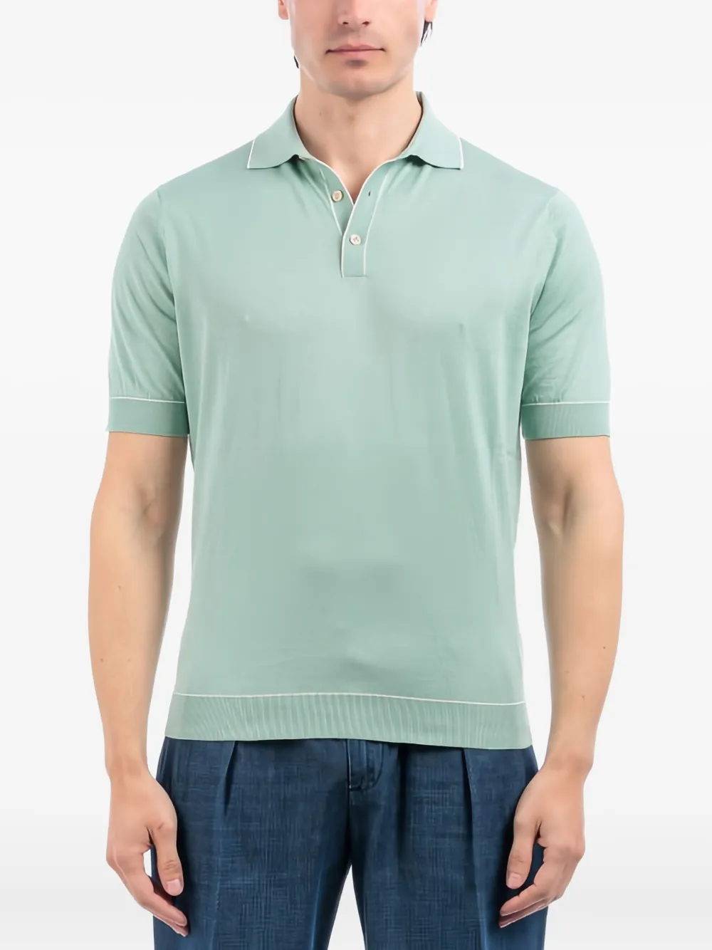 Filippo De Laurentiis Piped Polo Shirt In Green