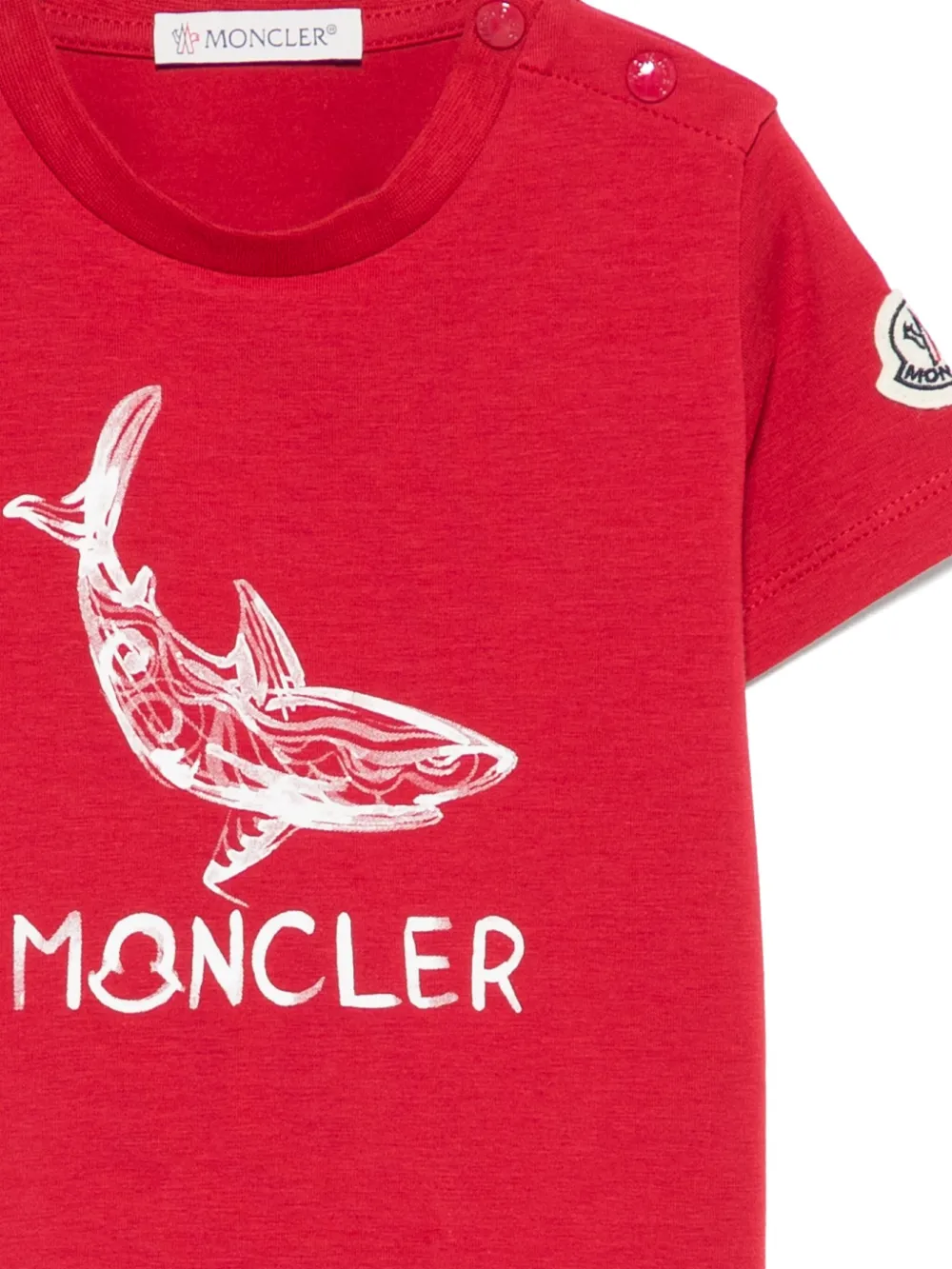 Moncler Enfant Katoenen T-shirt met logo Rood