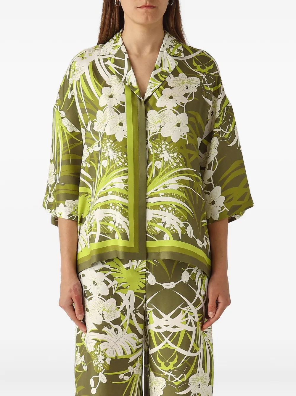 Max Mara floral-print shirt - グリーン Max Mara floral-print shirt - グリーン