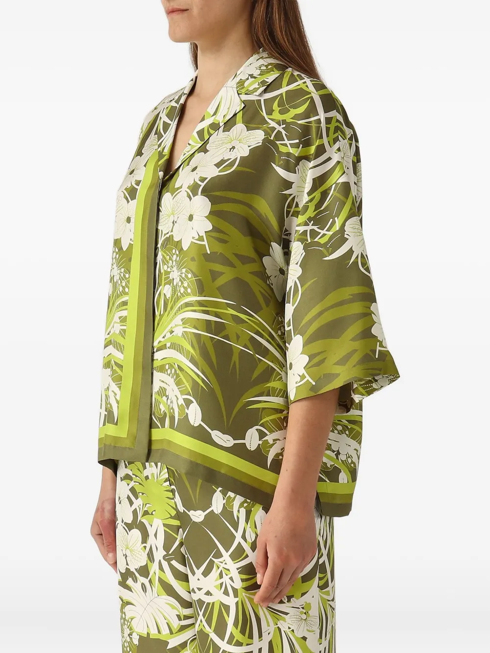 Max Mara Blouse met bloemenprint Groen