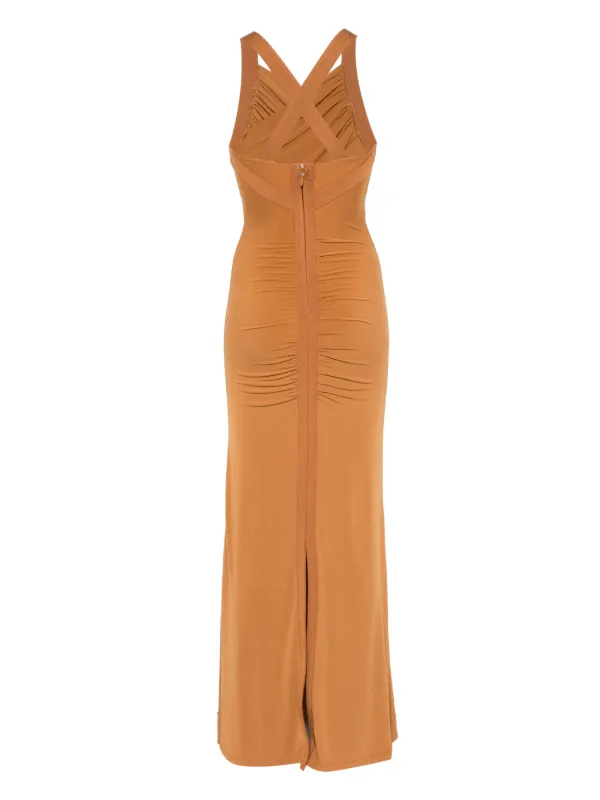 strapless open back dress V Neck Orange Long Prom Dresses, Orange V Neck Long Formal Evening Dre –  jbydress