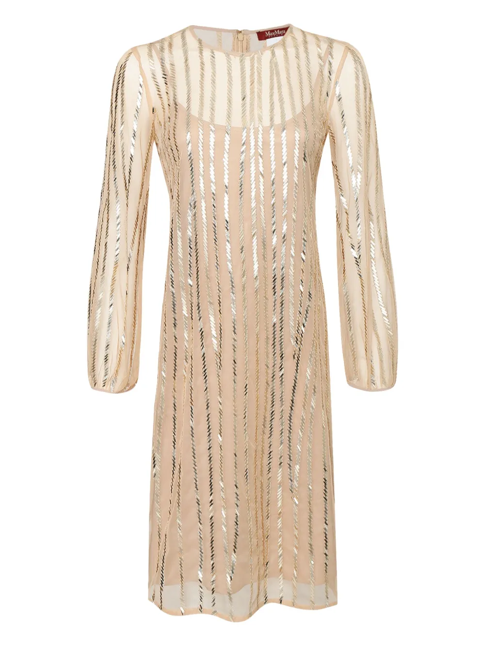 Max Mara sequin-embellished long-sleeve dress - ニュートラル Max Mara sequin-embellished long-sleeve dress - ニュートラル