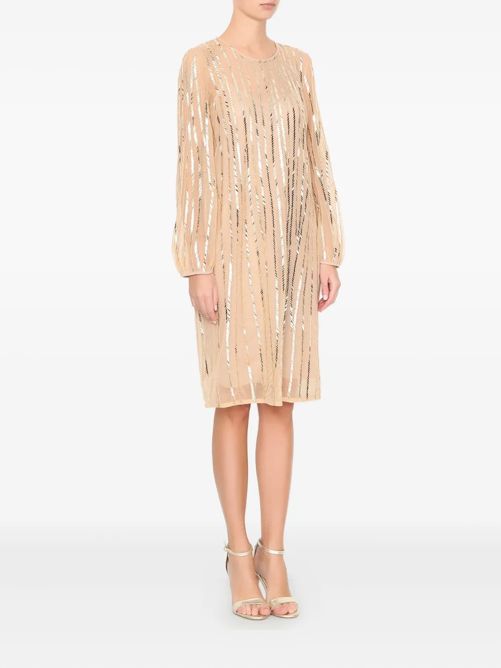 Max Mara sequin-embellished long-sleeve dress Beige
