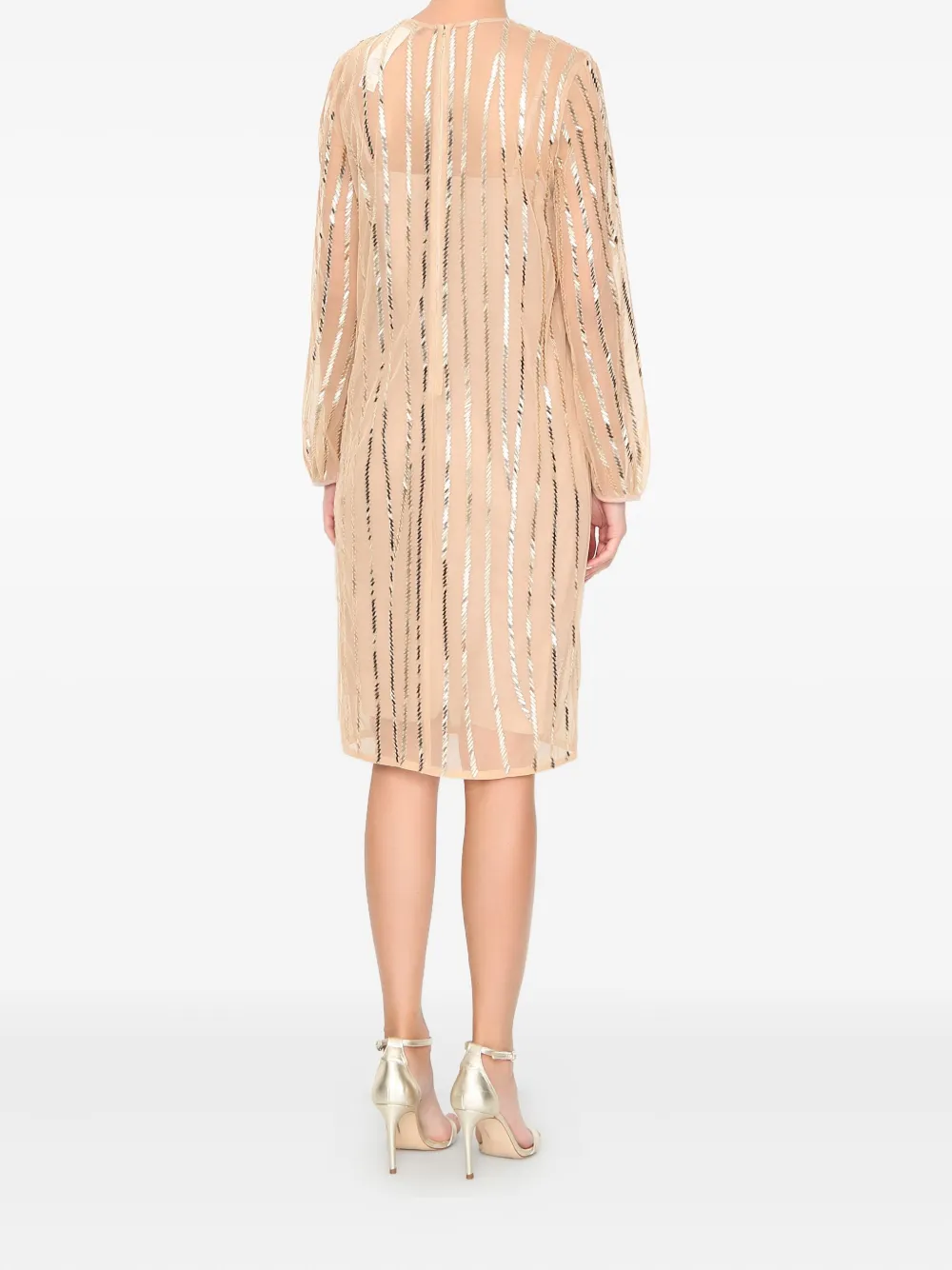 Max Mara sequin-embellished long-sleeve dress Beige