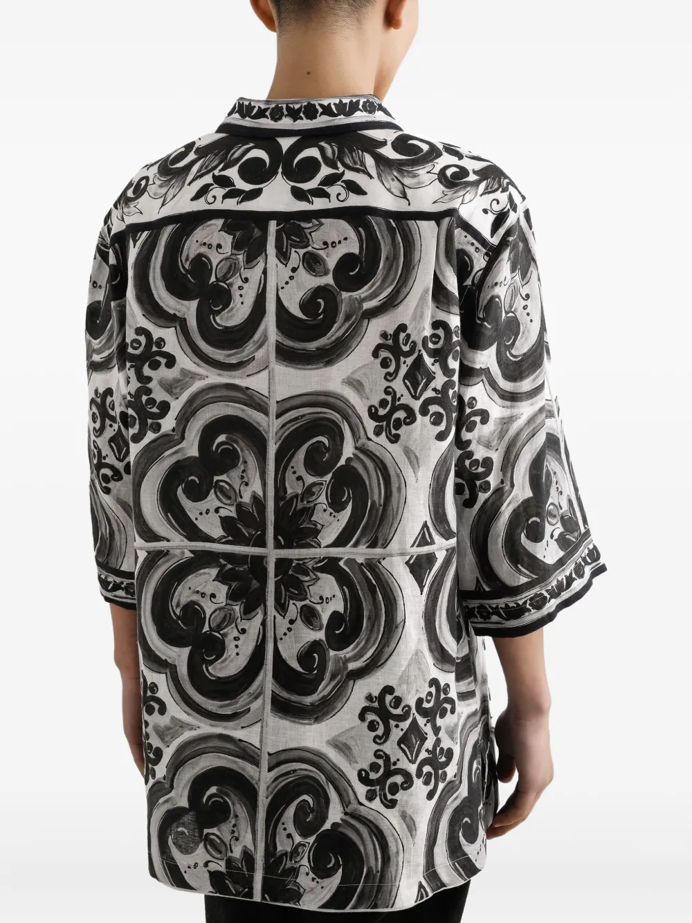 Dolce & Gabbana Overhemd met Majolica-print Zwart