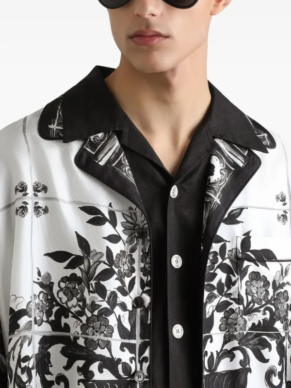 DOLCE & GABBANA マショリカ フリント ツイル ショツ 【関税込】 Dolce & Gabbana Majolica-print Cotton Shirt | Red | FARFETCH