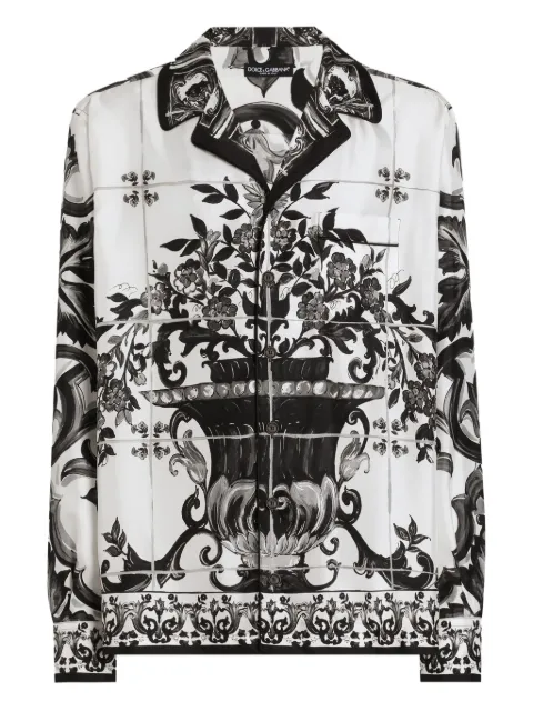 Dolce & Gabbana Seidenhemd mit Majolica-Print