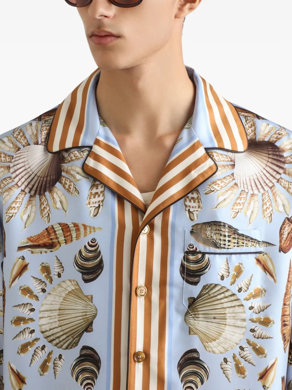 Dolce & Gabbana Overhemd met schelpenprint Blauw