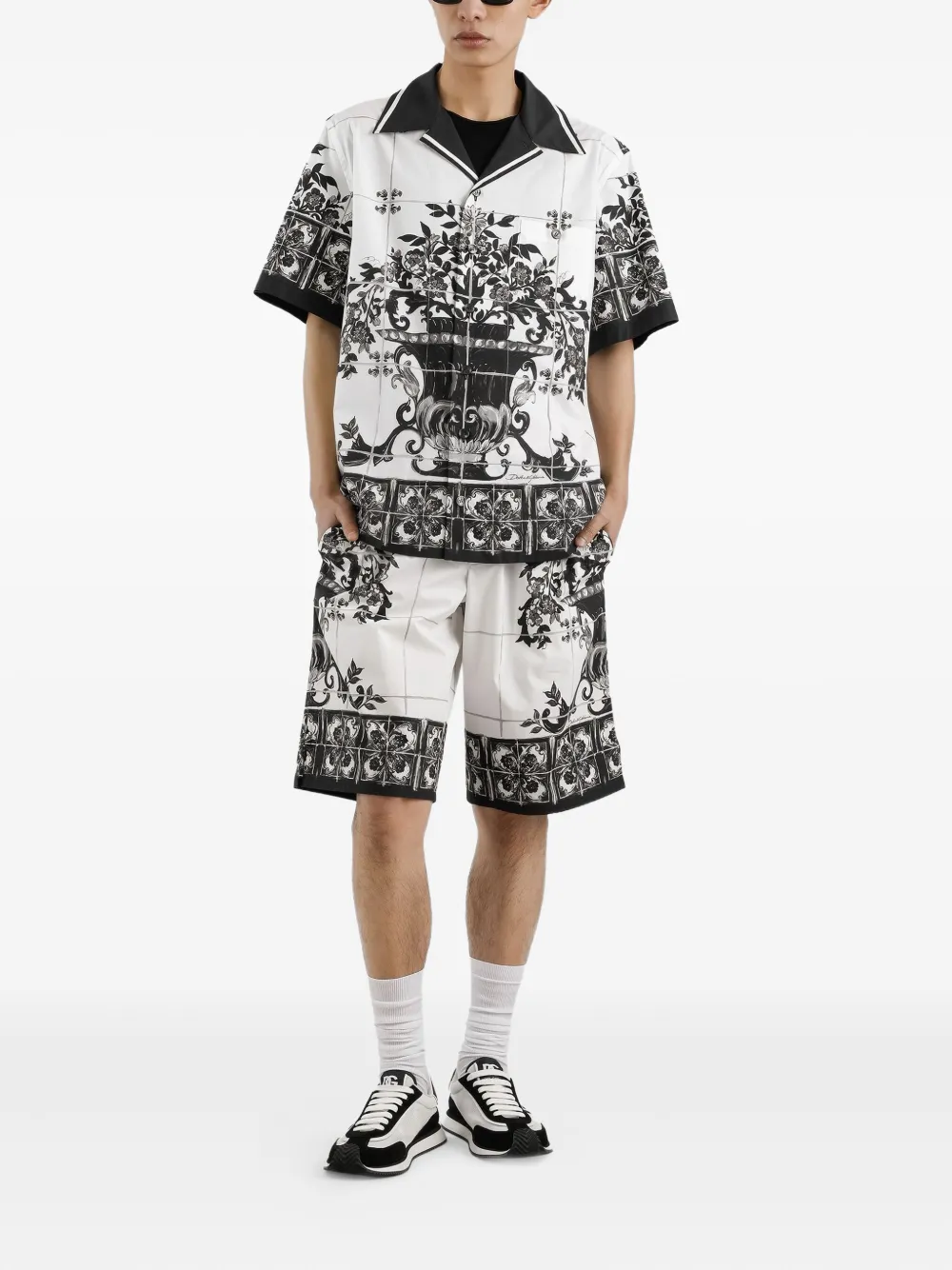Dolce & Gabbana Katoenen overhemd met Majolica-print - Wit