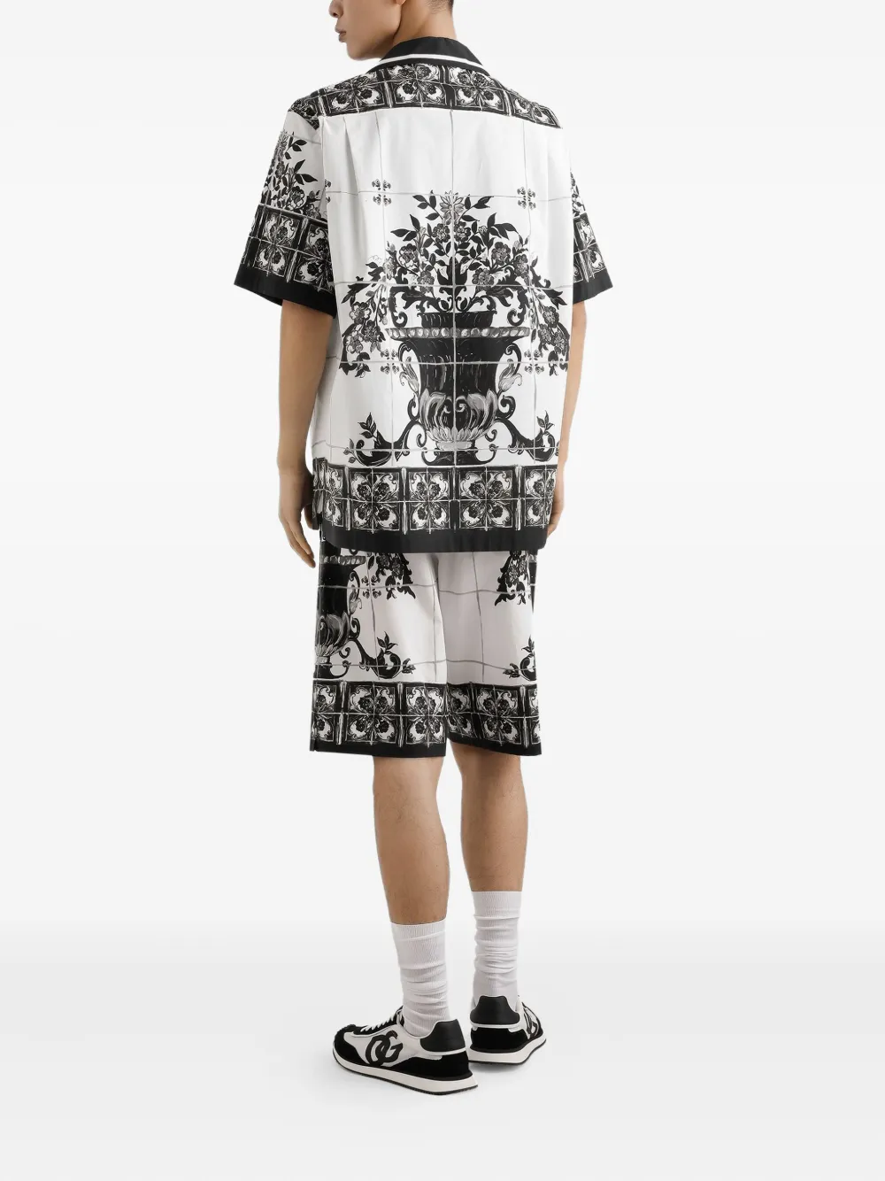 Dolce & Gabbana Katoenen overhemd met Majolica-print Wit