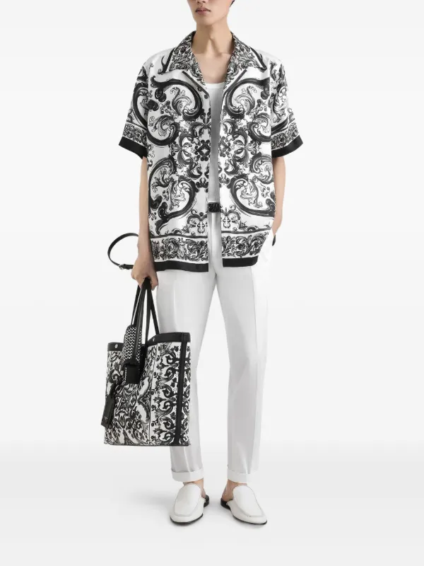 Dolce & Gabbana Majolica-print Silk Shirt | White | FARFETCH