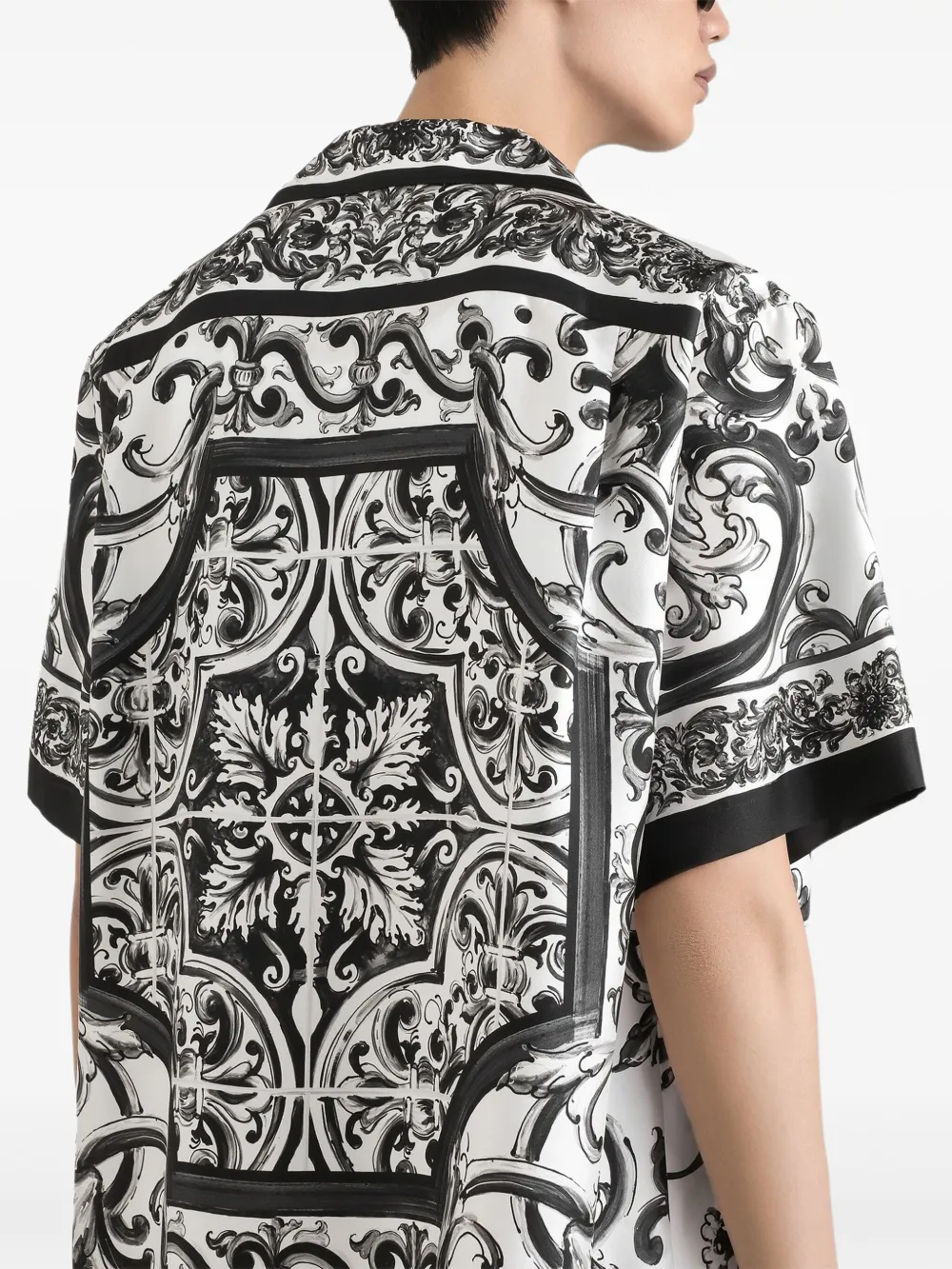 Dolce & Gabbana Zijden overhemd met Majolica-print Wit