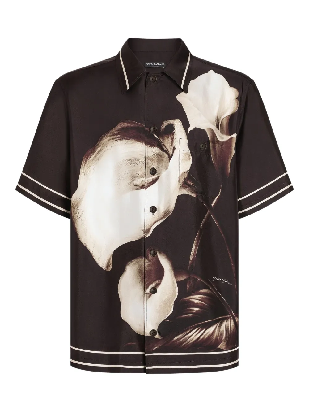 Dolce & Gabbana floral-print short-sleeve shirt - Brown