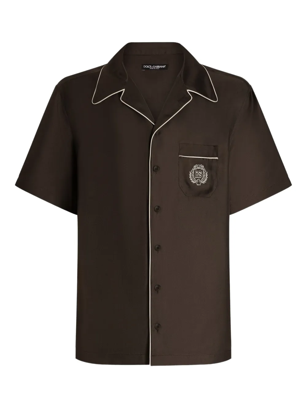 Dolce & Gabbana Overhemd met kraag en korte mouwen Bruin